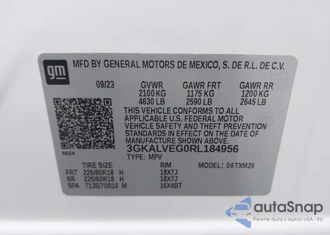 2024 GMC Terrain Awd Slt z USA, uszkodzony, nr VIN 3GKALVEG0RL184956